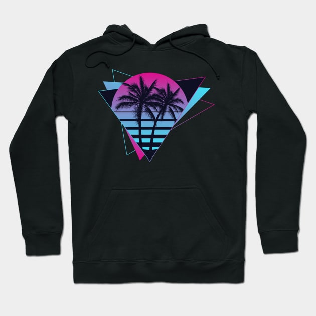 Retro 80s 90s Vaporwave Aesthetic Palm Trees Sunset Hoodie by Violette Graphica